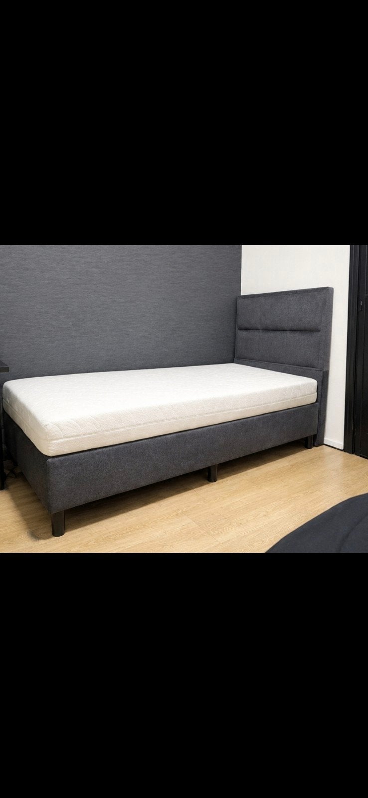 1 persoons bed/boxspring met opbergruimte, Ophalen of Verzenden, Eenpersoons, Grijs, 90 cm