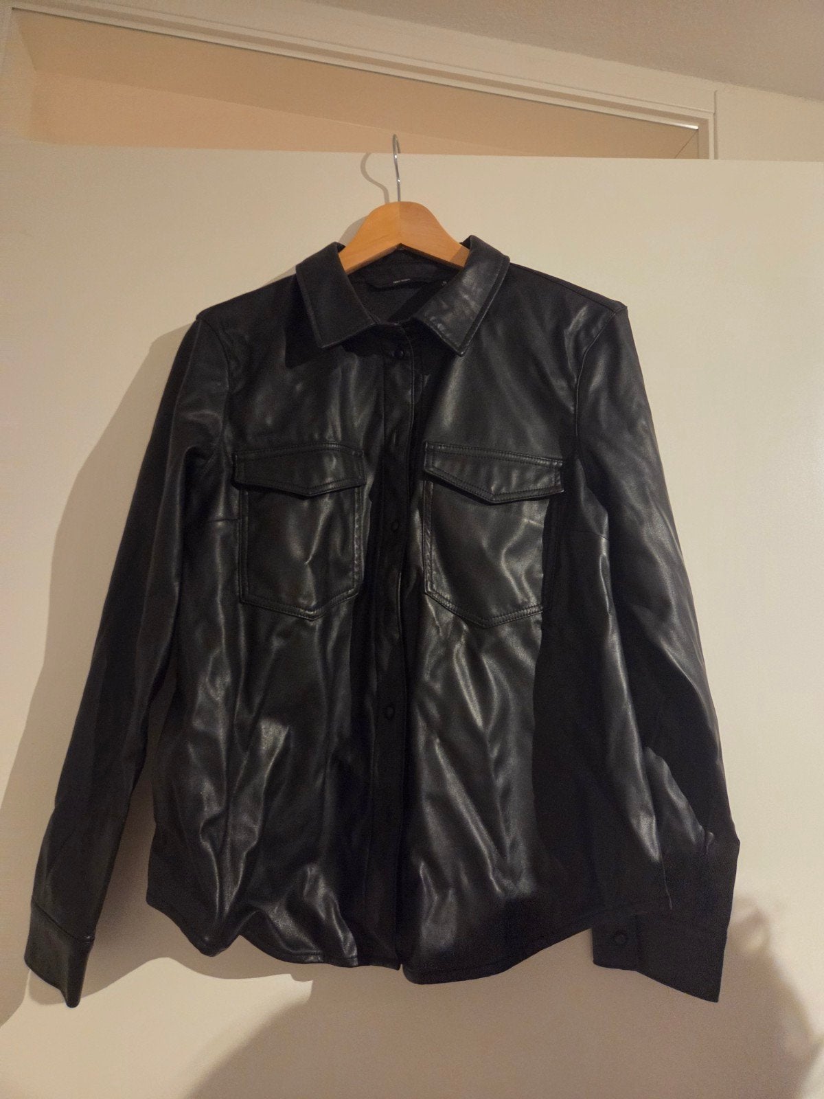 Vero Moda Zwart Faux Leren Overhemd Jasje Maat XL, Vero Moda, Zwart, Maat 46/48 (XL) of groter, Ophalen of Verzenden