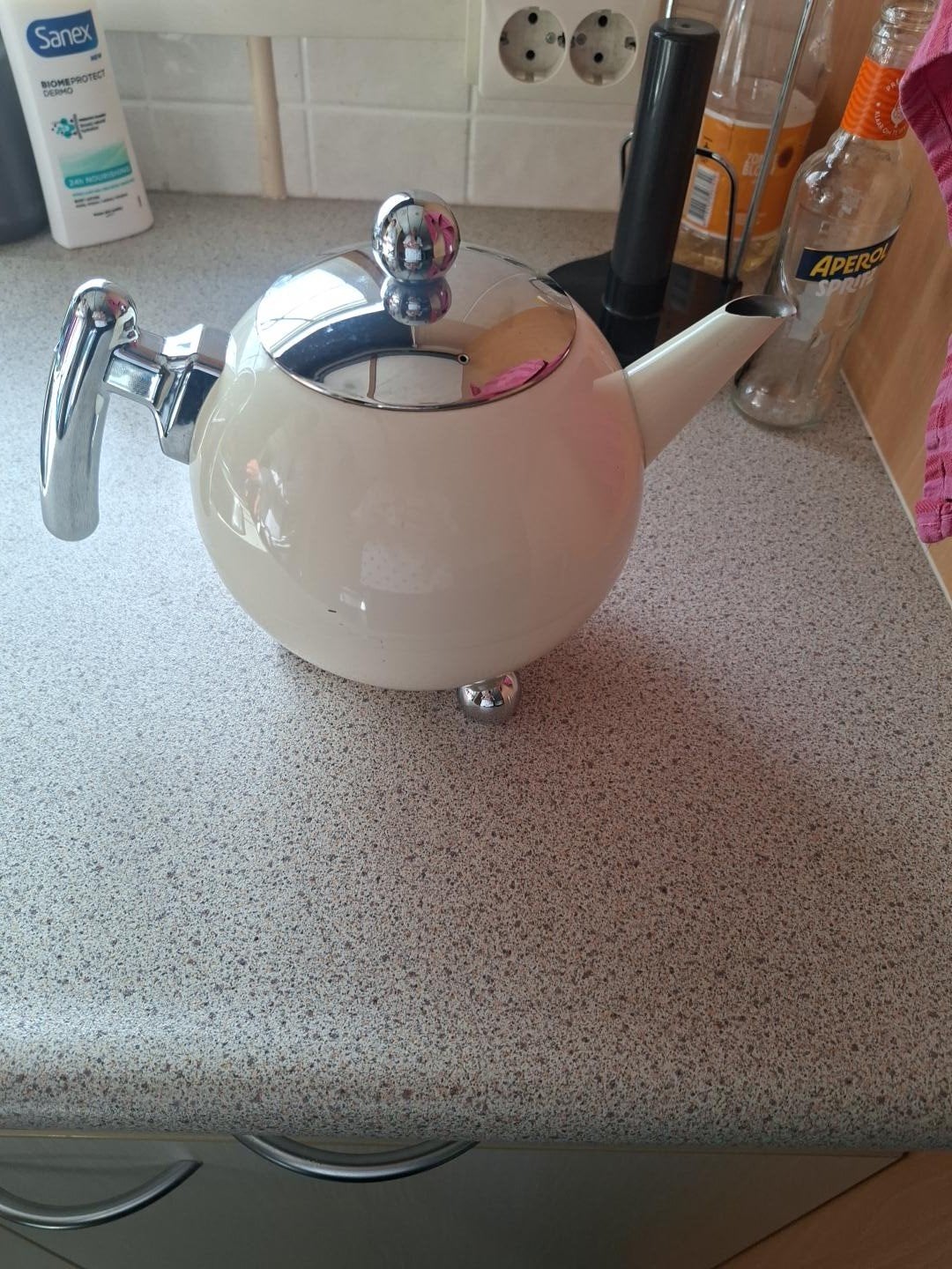 Bredemeijer Theepot - Crème/Zilver, Gebruikt, Bredemeijer, Metaal, Meerkleurig