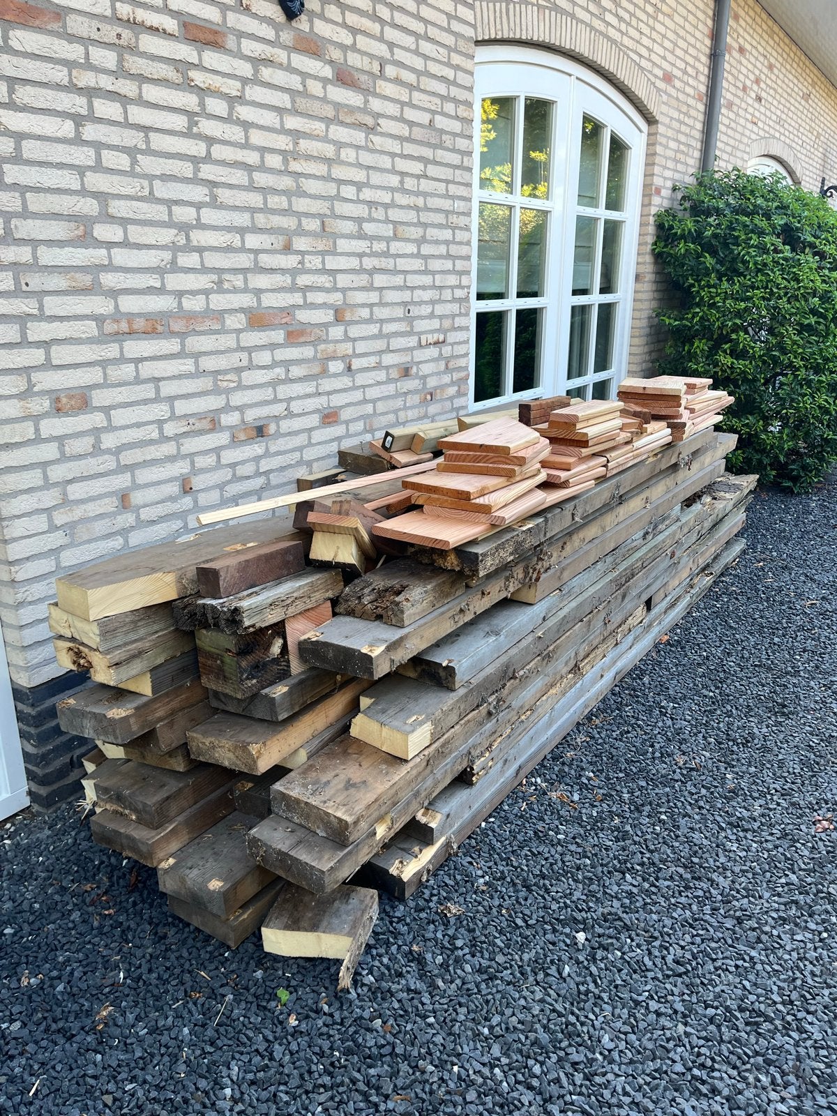 Houten balken van gesloopte overkapping vloer, Ophalen, Gebruikt, Balk, Overige houtsoorten