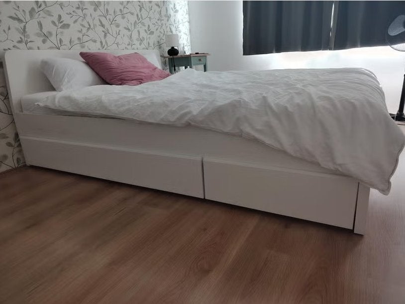 Songesand bedlades, Ophalen, Gebruikt, Tweepersoons, Hout