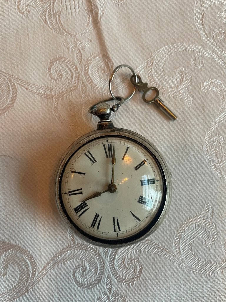 zilveren zakhorloge uit 1858, Antiek en Kunst, Ophalen, Zilver