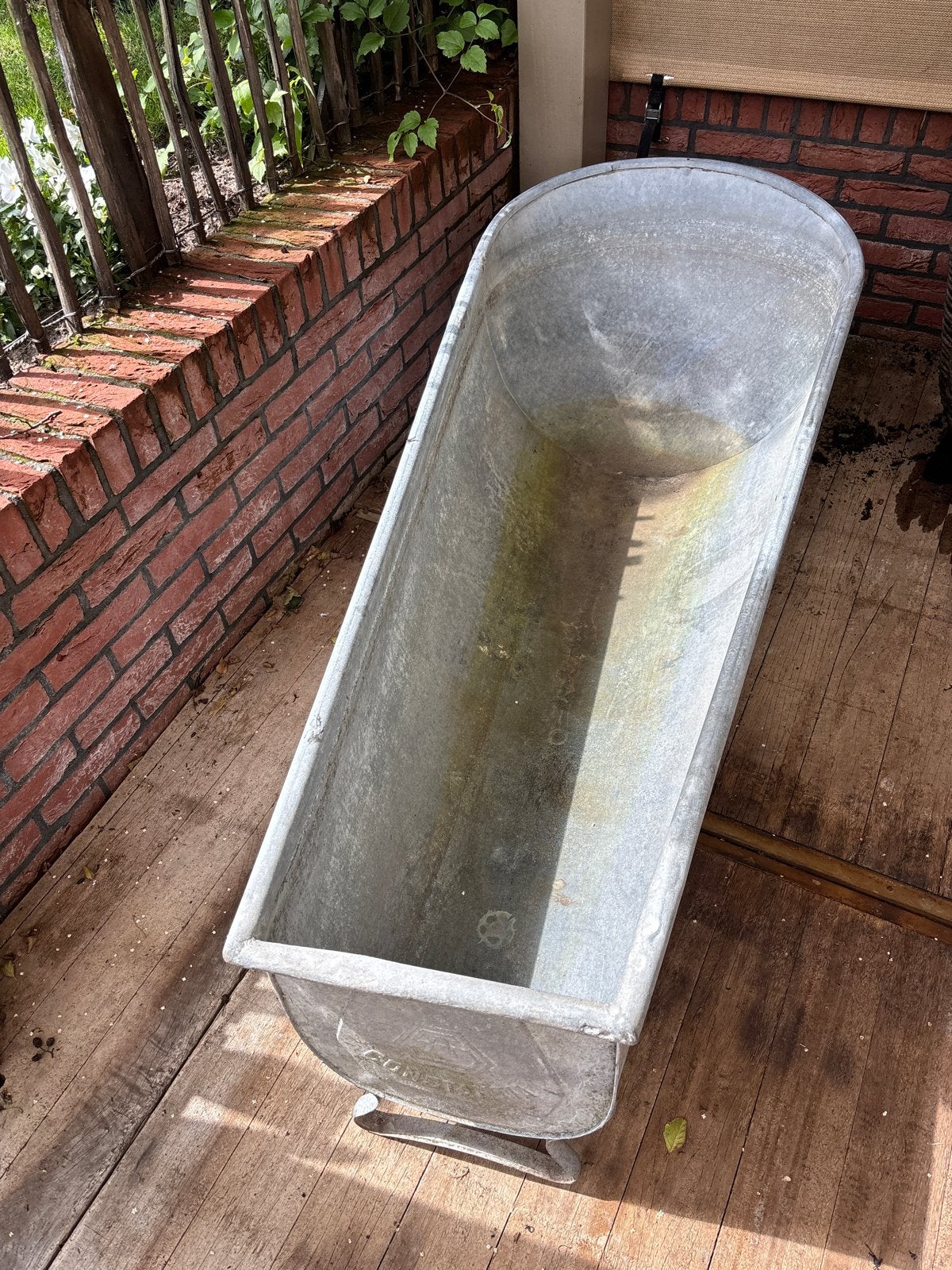 Vintage Zinken Wastrog / Plantenbak, Ophalen