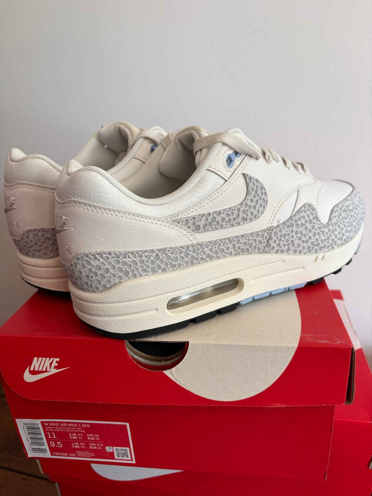 Nike Air Max 1 '87 Safari Summit White Phantom (W), Ophalen of Verzenden, Nieuw, Wit, Sneakers of Gympen