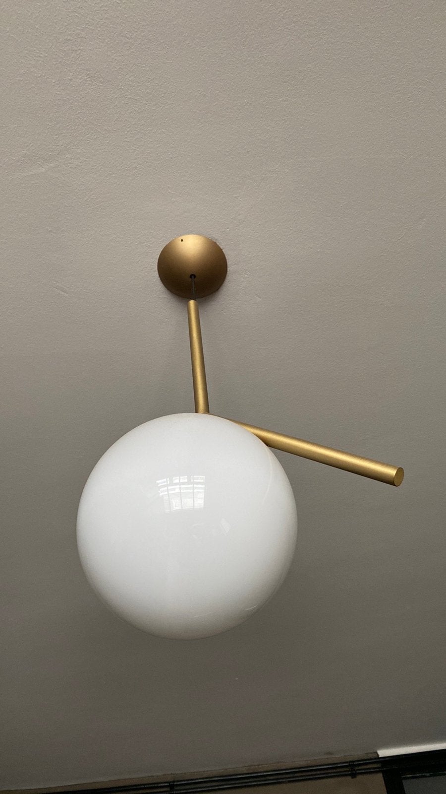 FLOS design hanglamp gouden lamp, Ophalen, Gebruikt, Hanglamp, Glas