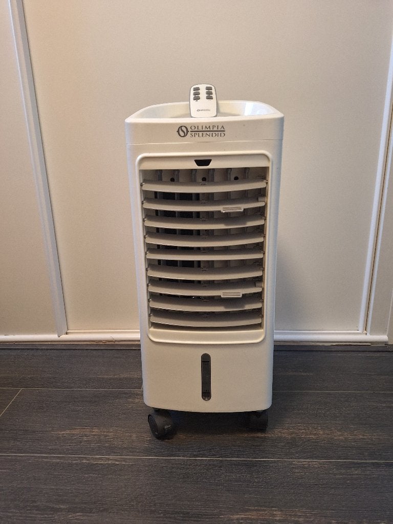 Olimpia Splendid Peler 4E mobiele aircooler, Witgoed en Apparatuur, Ventilatoren, Ophalen, Ventilator met afstandsbediening, Gebruikt
