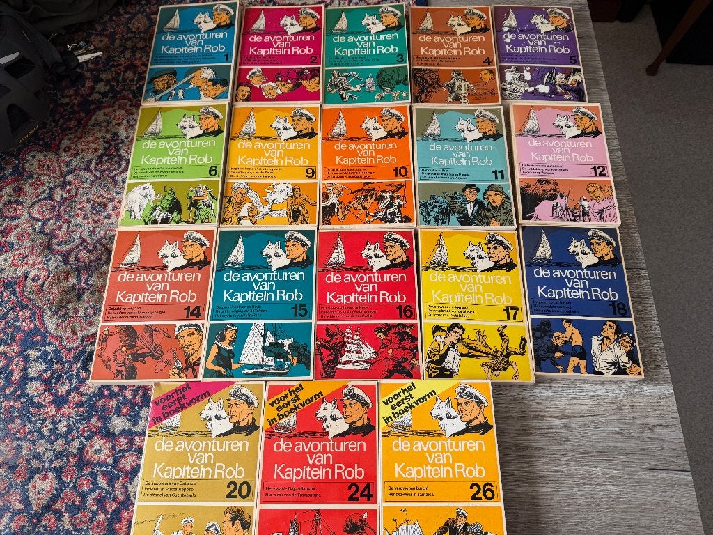 Kapitein Rob, 18 delen met 3 strips per deel. Pieter Kuhn., Boeken, Stripboeken, Meerdere stripboeken, Ophalen of Verzenden, Gelezen