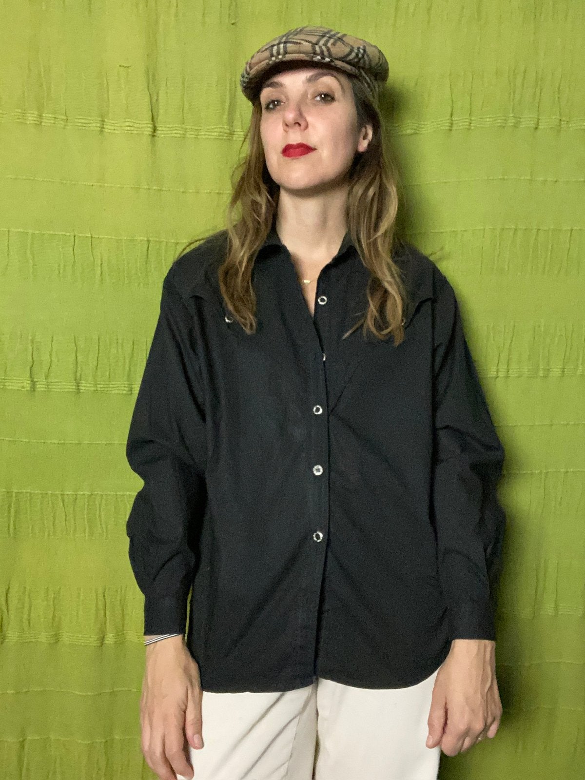 Vintage blouse / shirt / overhemd - zwart - M/38/medium, Hgv, Zwart, Hgv, Vintage