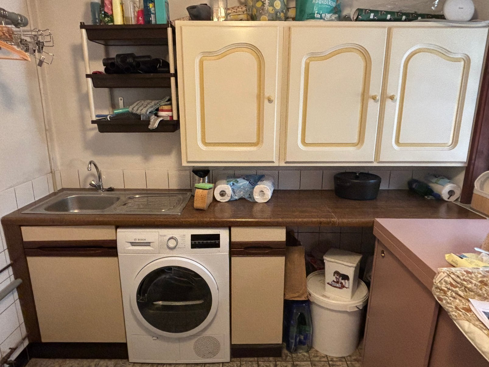 70’s bijkeuken, Huis en Inrichting, Ophalen, Gebruikt, Enkelwandige keuken, Kunststof