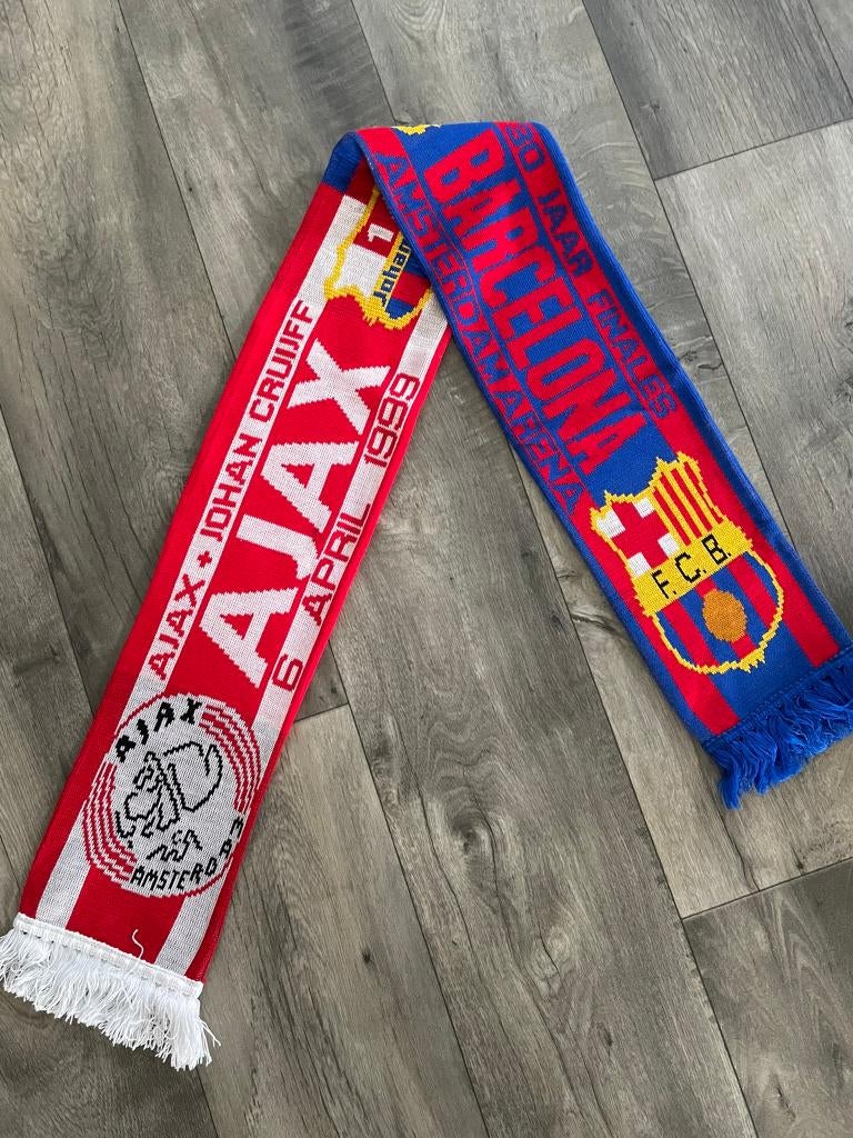 Sjaal Ajax-Barcelona 30 jaar EC finales 1999 _ Johan Cruijff, Verzamelen, Sportartikelen en Voetbal, Ophalen of Verzenden, Nieuw