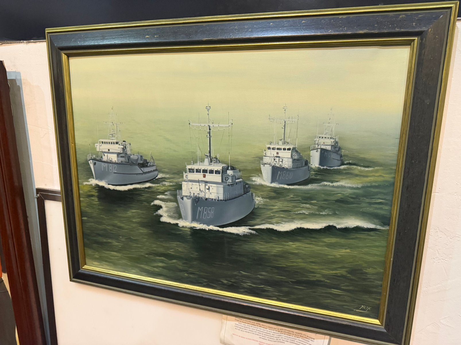 Marine schepen op zee olieverf schilderij, Antiek en Kunst, Kunst | Schilderijen | Klassiek, Ophalen of Verzenden