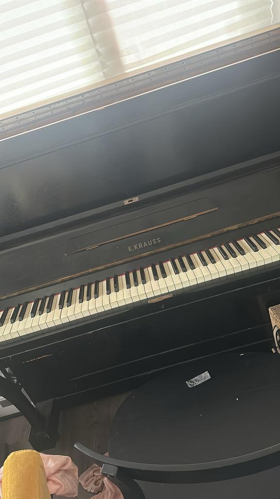 Klassieke E. Krauss piano – zwart | Goede staat, Ophalen, Gebruikt, Zwart, Piano