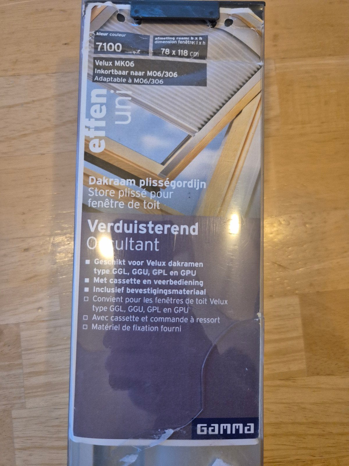 Dakraam Plisségordijn voor velux 78x118 Verduisterend Wit, Ophalen, Overige merken, Inclusief montageonderdelen, Wit