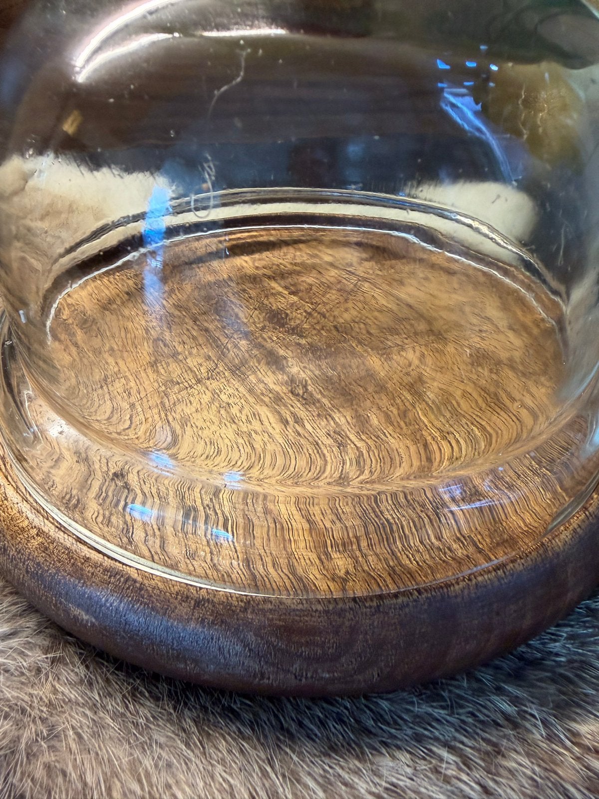 Houten Serveerstolp met Glazen Cloche, Velleitie Stijl, Ophalen of Verzenden, Zo goed als nieuw