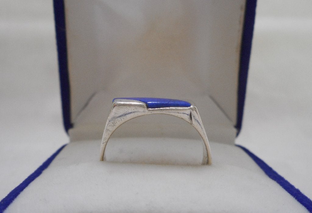Zilveren vintage ring met lapis lazuli maat 19.5 nr.1274, Gebruikt, Verzenden, 19 tot 20, Dame of Heer