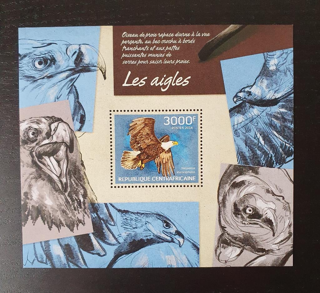 Centraal Afrikaanse Rep 2014 Vogels Arend Michel blok 1154, Verzenden, Postfris, Dier of Natuur