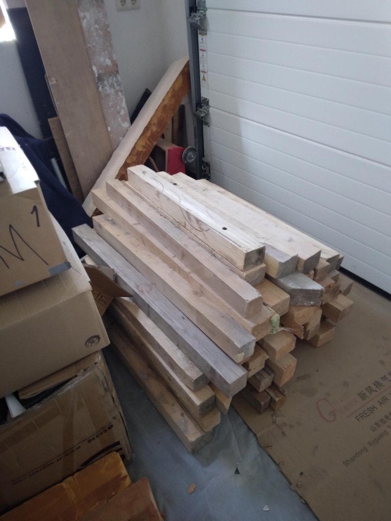 50 Balken van +-70x70 tot 100x100mm, Doe-het-zelf en Verbouw, Ophalen, Nieuw, Balk, Vuren