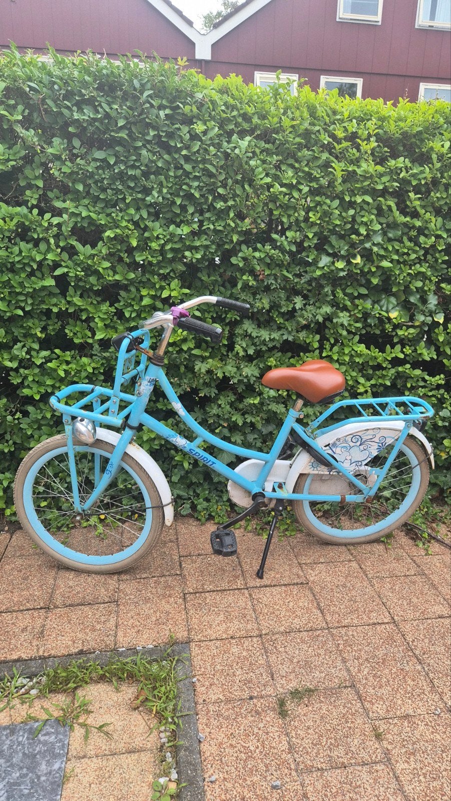 Meisjes omafiets Spirit 22 inch lichtblauw, Fietsen en Brommers, Fietsen | Meisjes, Ophalen, Terugtraprem, 22 inch, Gebruikt