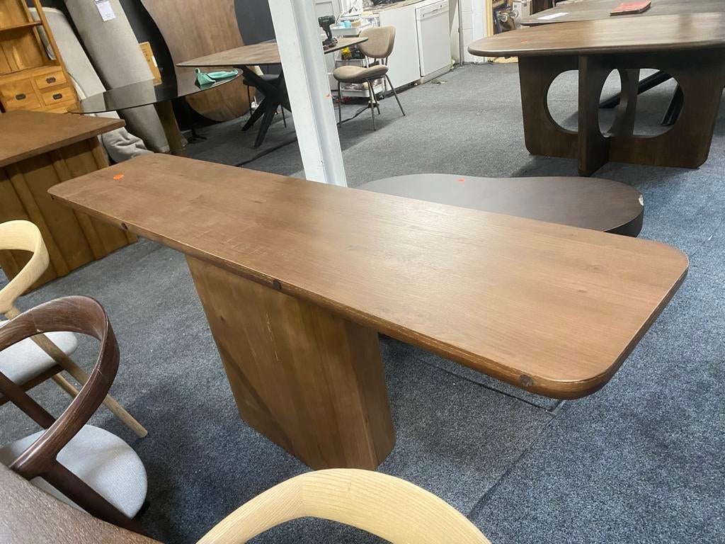 Sidetable 200x45x80 bruin eiken middenpoot leon, Huis en Inrichting, Tafels | Sidetables, Nieuw, 25 tot 50 cm, 200 cm of meer