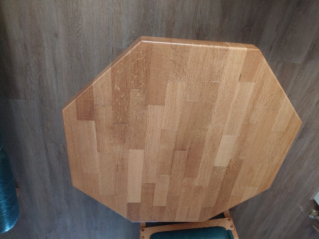massief eiken  salontafel  van meubelfabriek oisterwijk, Ophalen, Gebruikt, Eikenhout, Eiken
