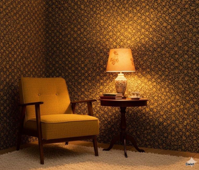 6681 bruin bloemenbehang met oker accenten swiet , Huis en Inrichting, Stoffering | Behang, Verzenden, Minder dan 10 m², Beige