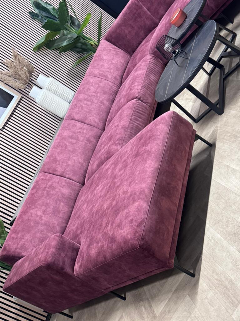 ZGAN Home Center Velours U-Bank/Hoekbank - Aubergine - 333cm, Velvet velours u bank organisch hotel chic modern eyecatcher, -