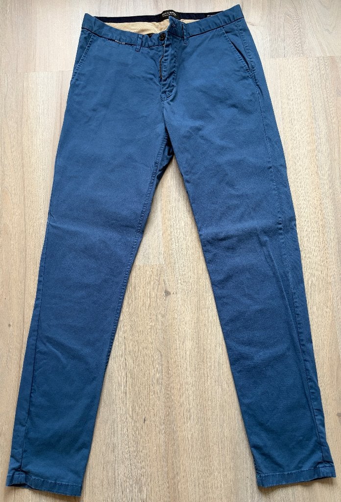 Scotch and Soda chino blauw - Maat 32W/34L, Kleding | Heren, Broeken en Pantalons, Zo goed als nieuw, Scotch & Soda, Verzenden