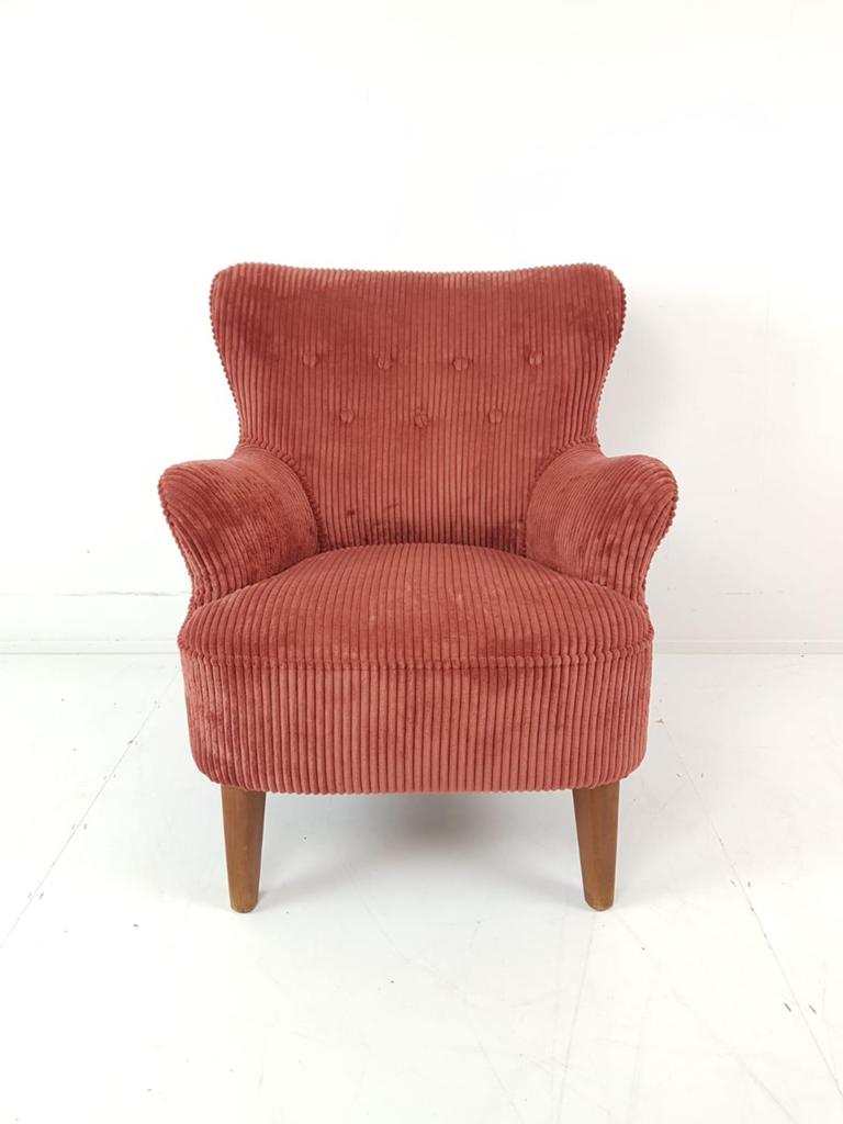 Artifort roze fauteuil | ribstof framboos roze nieuw, Modern vintage, ., 75 tot 100 cm, Ophalen of Verzenden