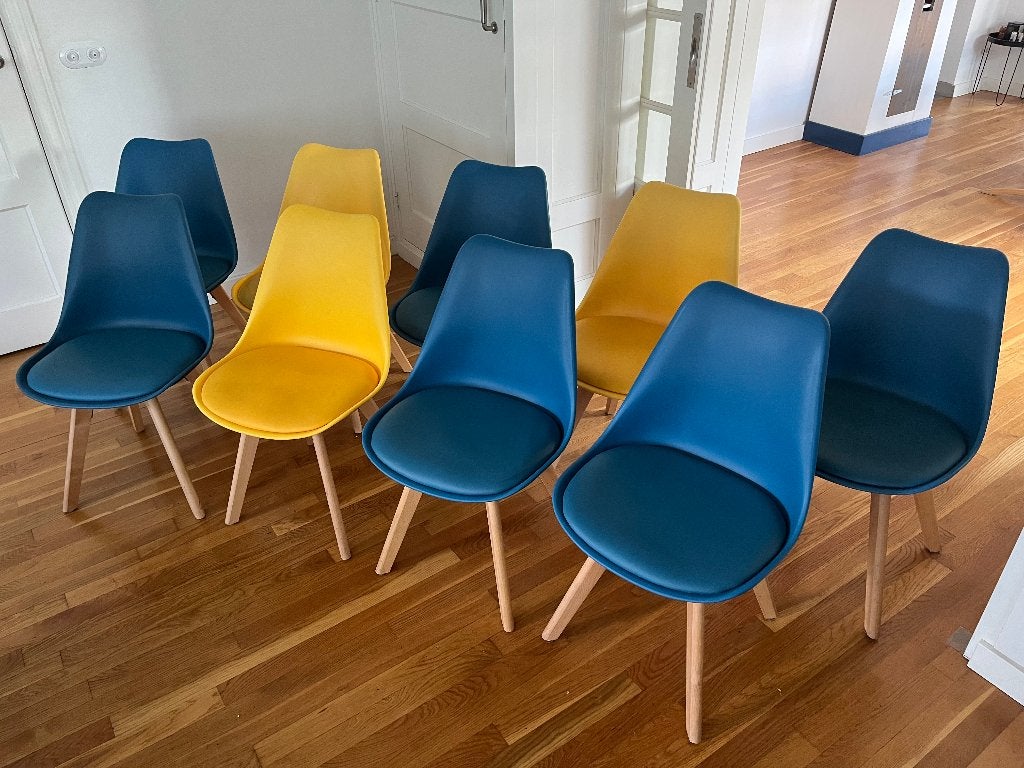 Dinner chairs x5, Blauw, Design, Zo goed als nieuw, Vijf, Zes of meer stoelen