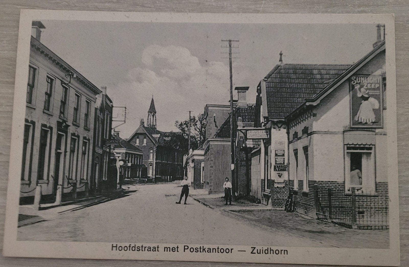 Ansichtkaart Zuidhorn - reclameborden, Verzamelen, Ophalen of Verzenden, Gebruikt, Reclamebord