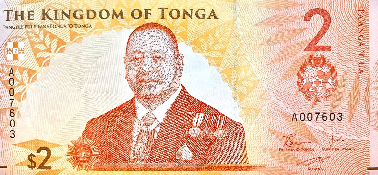 2 Pa’anga Tonga 2023 Bankbiljet UNC #TOX, Ophalen of Verzenden, Los biljet
