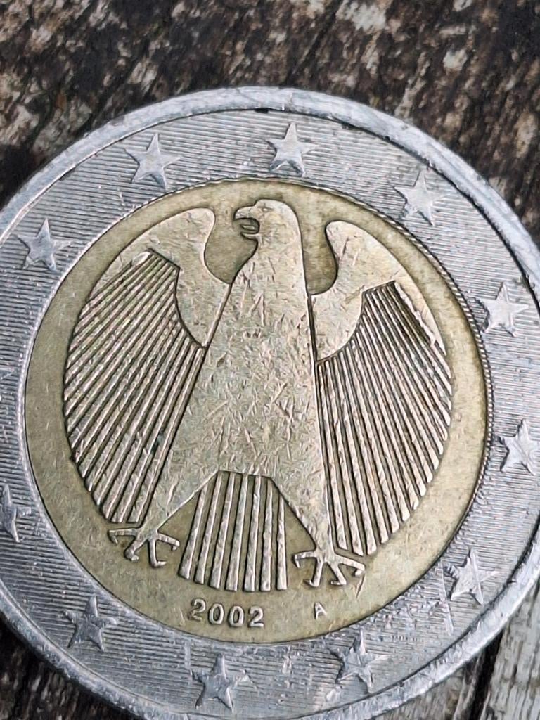 2 Euro munt Duitsland 2002 met adelaar, Ophalen of Verzenden, Duitsland, 2 euro, Losse munt