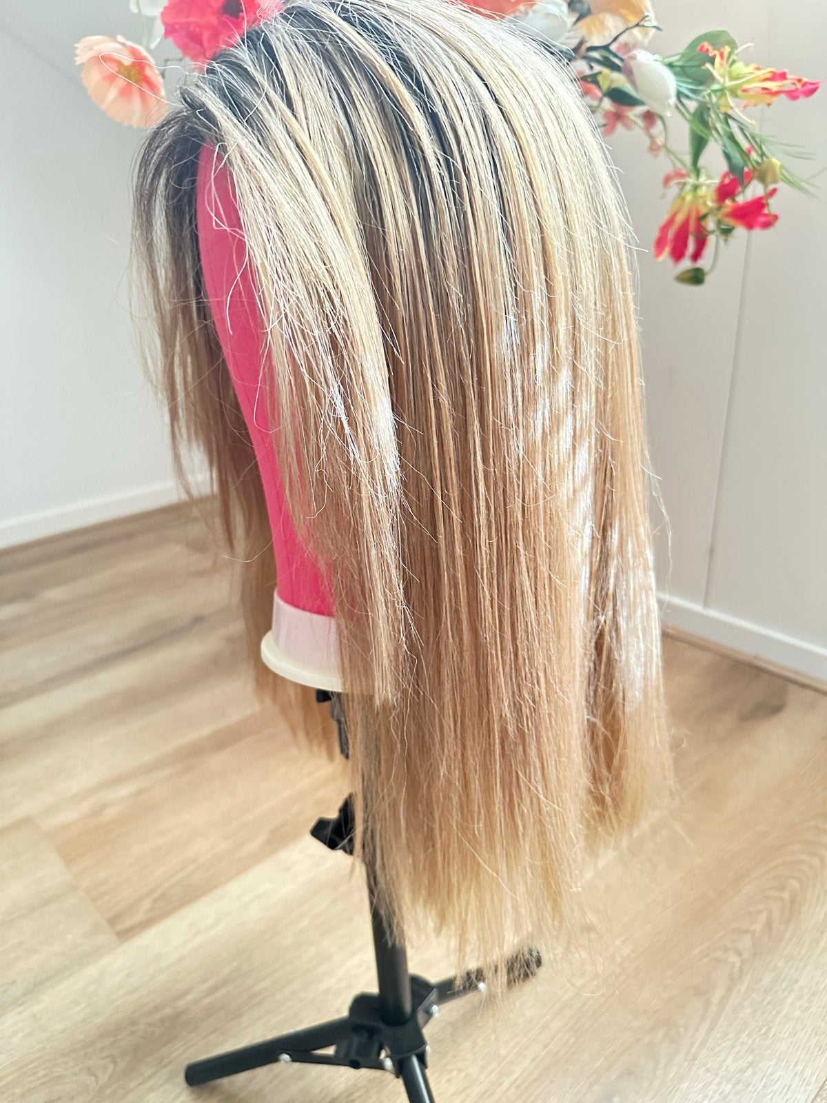 Synthetische Premium Pruik 50 cm - Blond/Bruin Ombre, Ophalen of Verzenden, Nieuw, Pruik of Haarverlenging