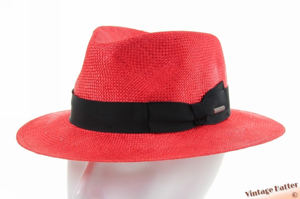 stro panama hoed Stetson Traveller rood 56, 58 en 61,5 Nieuw