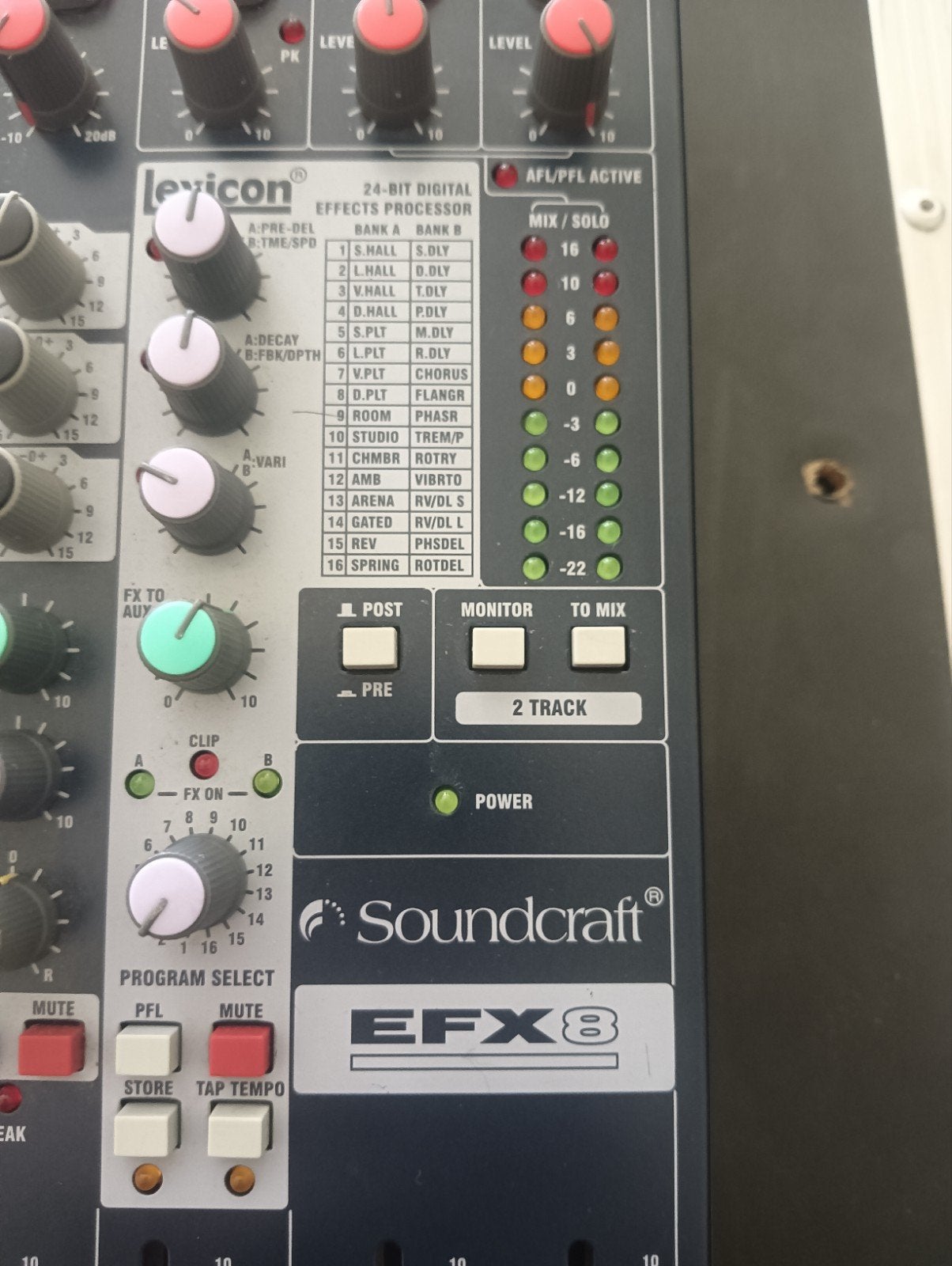Soundcraft EFX8 Mengpaneel met Lexicon Effecten, Ophalen of Verzenden, Zo goed als nieuw, 10 tot 20 kanalen, Microfooningang