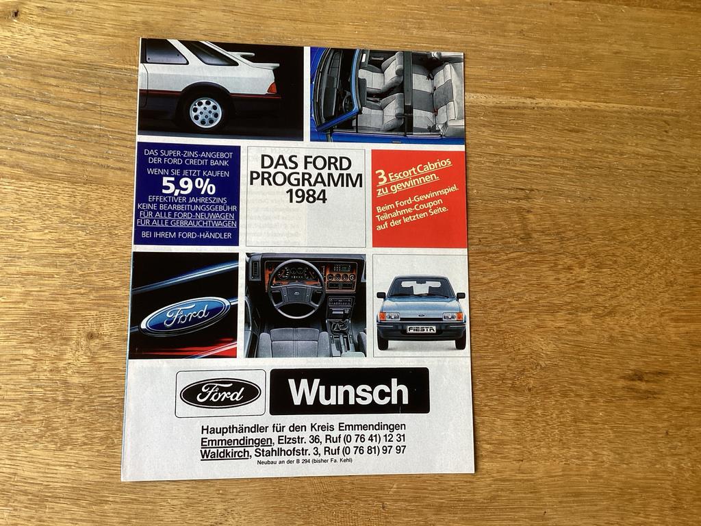 Ford Programma 1984 Brochure - Sierra, Capri, Fiesta Duits, Ophalen of Verzenden, Gelezen, Ford