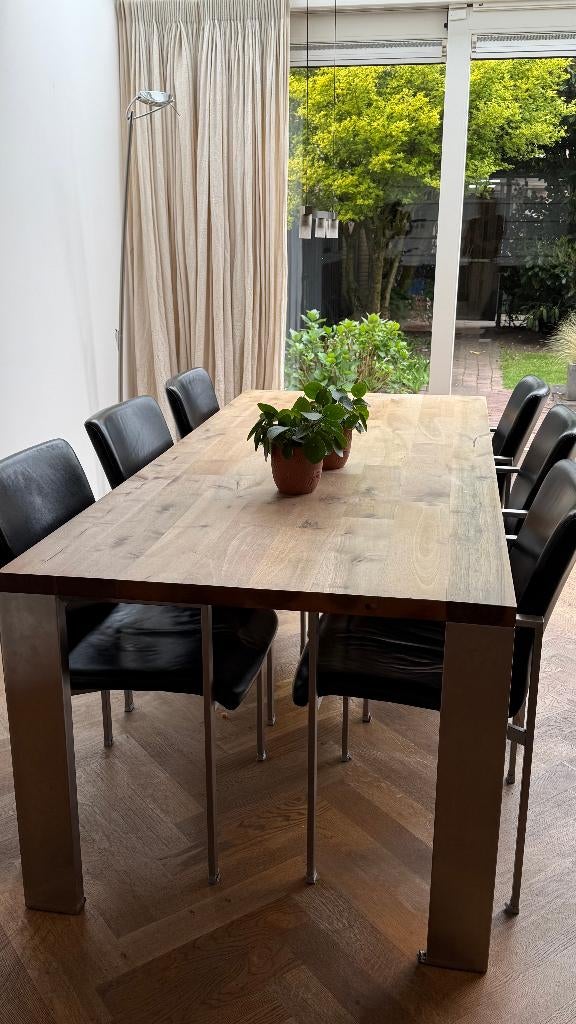 Walnotenhouten design eettafel te koop (Pilat en Pilat), Ophalen, Modern design, Gebruikt, 200 cm of meer