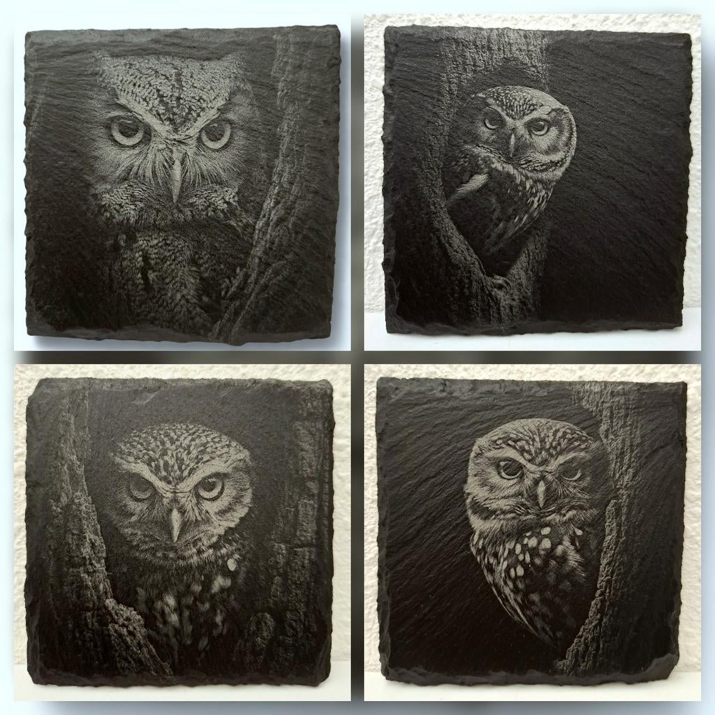 4x leisteen onderzetters inclusief metalen houder, Ophalen of Verzenden, Nieuw, Glas of Kopje