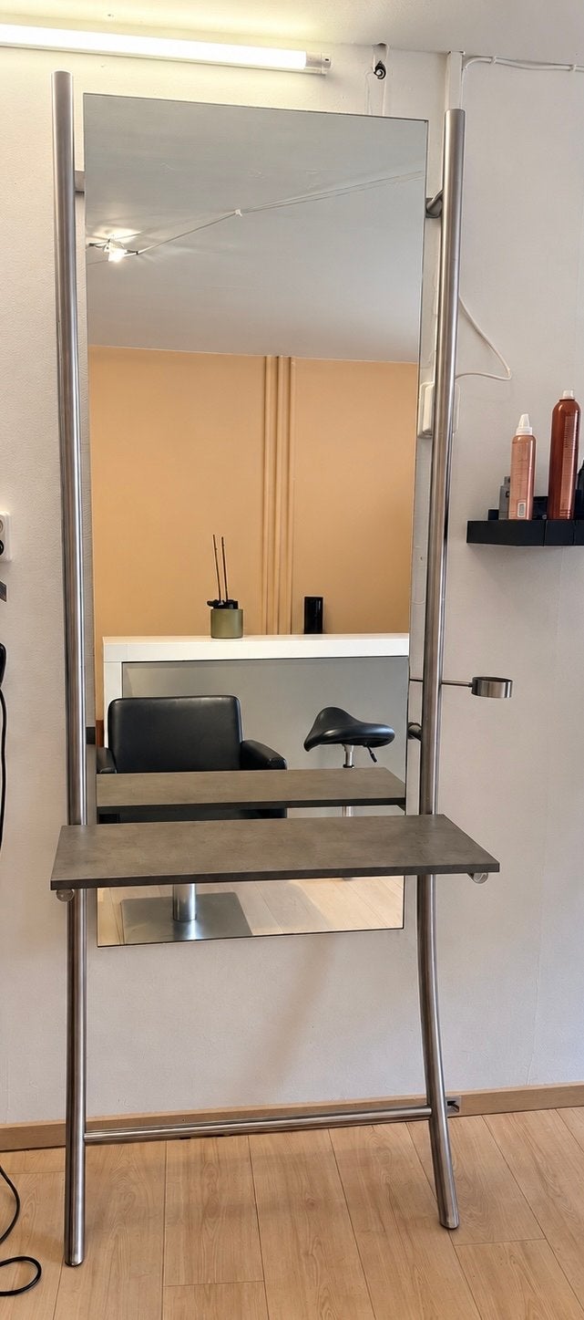 3x Kaptafel met spiegel en achterverlichting, Ophalen, Gebruikt, Metaal of Aluminium, 50 tot 100 cm