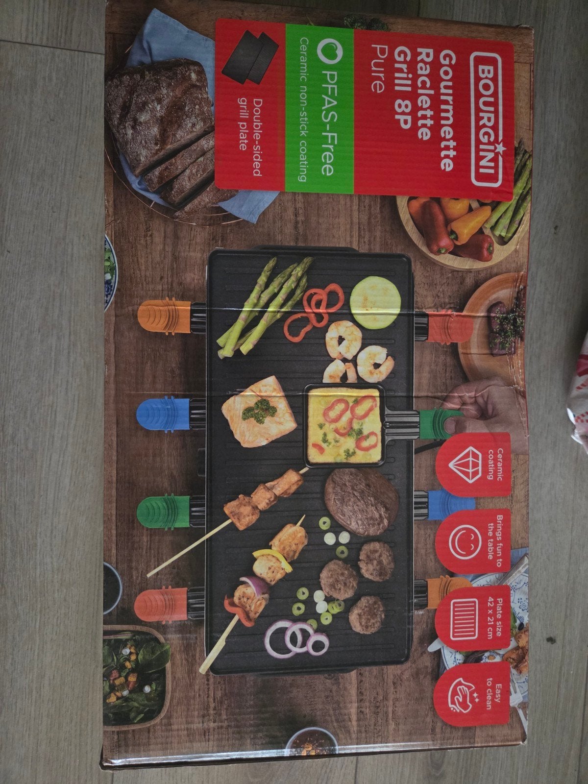 BOURGINI Gourmet Raclette Grill 8P Pure - PFAS-vrij, Ophalen of Verzenden, Nieuw