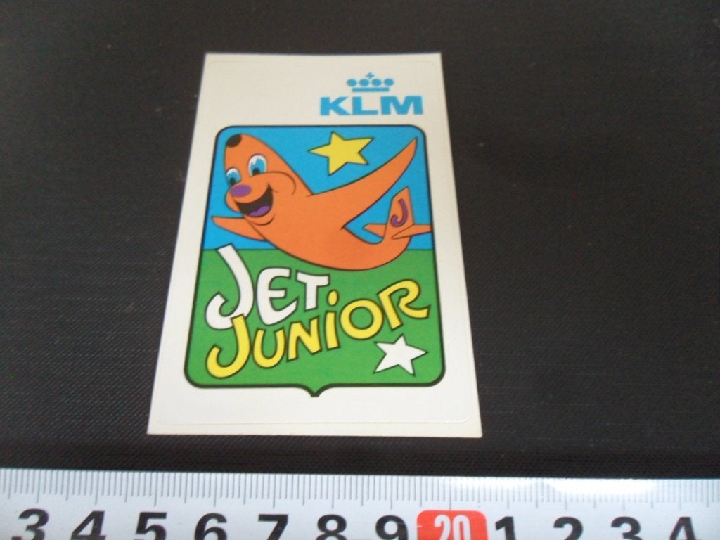 sticker retro KLM jet junior strip vliegtuig, Ophalen of Verzenden, Zo goed als nieuw