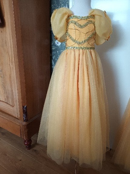 prinsessen jurk nieuw maat 122 belle jurk tulle taft, Ophalen of Verzenden, Nieuw, 122 t/m 128, Meisje