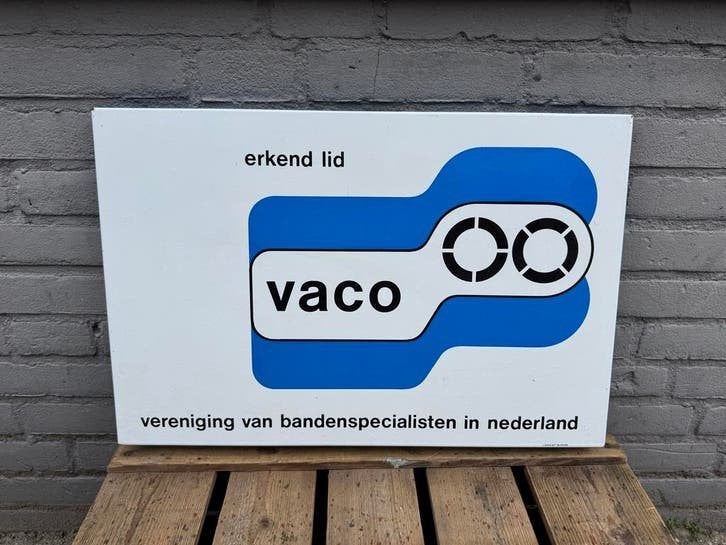 Vaco Erkend Lid Bord - Vereniging Bandenspecialisten, Reclamebord, Gebruikt, ., Ophalen of Verzenden