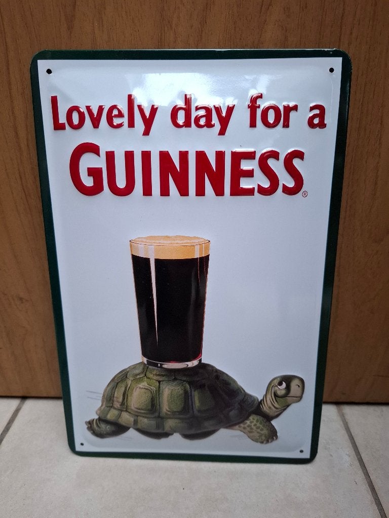 Reclamebord Guinness (lovely day for a Guinness - schildpad), Ophalen of Verzenden, Nieuw, Reclamebord, Plaat of Schild, Overige merken