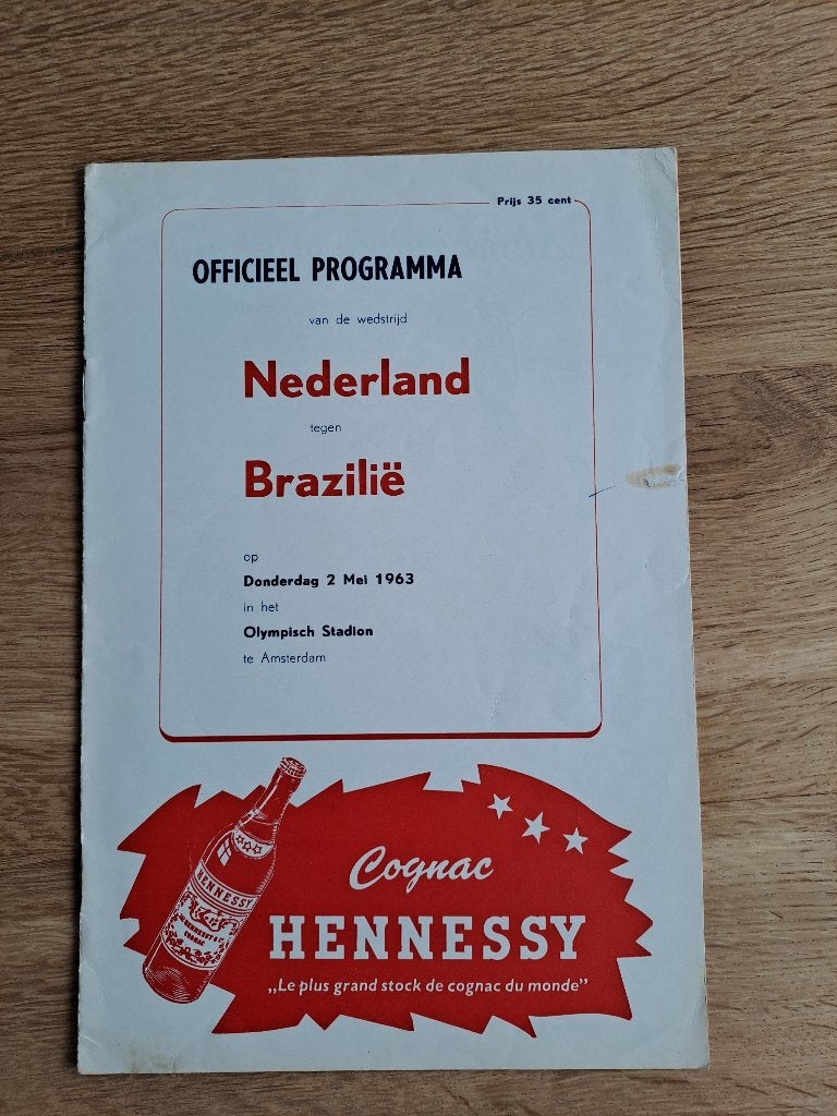 Programmaboekje Nederland - Brazilië 1963 met Pelé, Verzamelen, Ophalen of Verzenden, Gebruikt, Overige sporten, Boek of Tijdschrift
