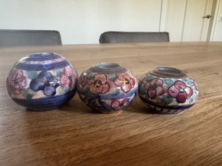Set van 2 handgeschilderde minivaasjes, Ophalen of Verzenden