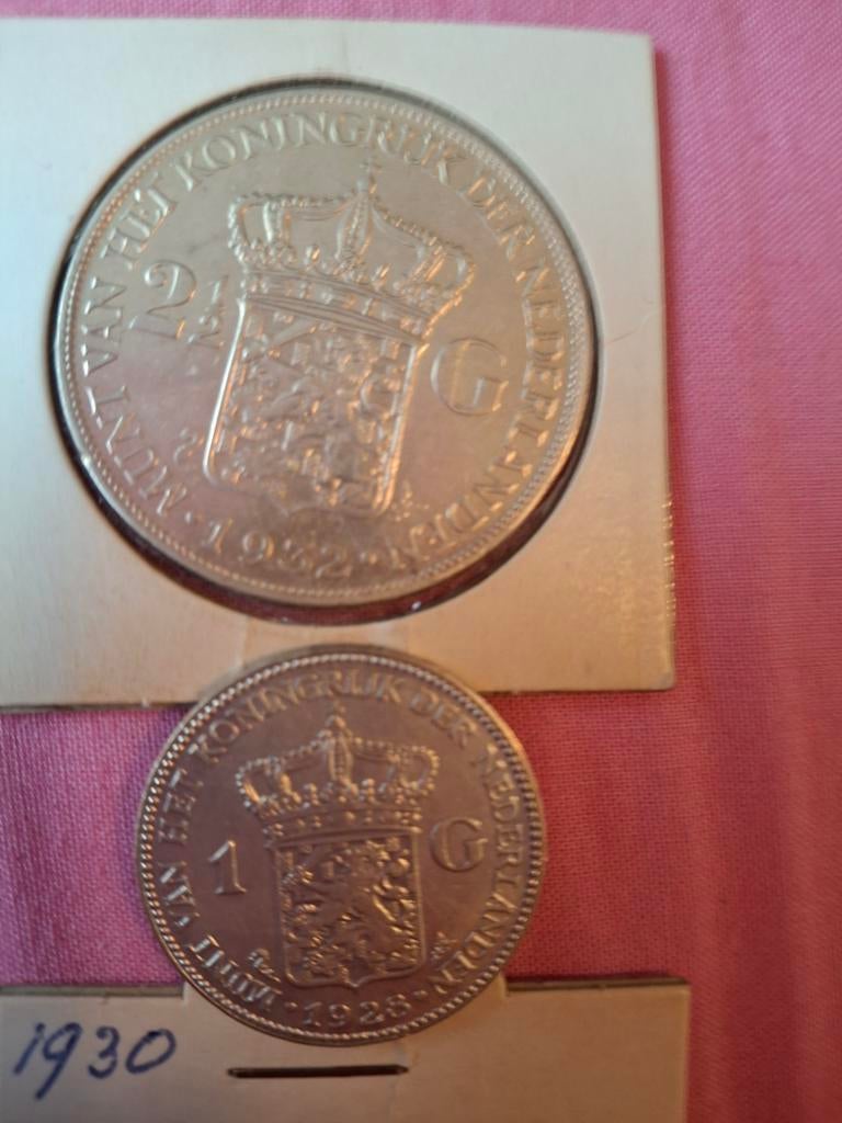 3 zilveren munten, Postzegels en Munten, Munten | Nederland, Ophalen of Verzenden, Koningin Wilhelmina, 2½ gulden