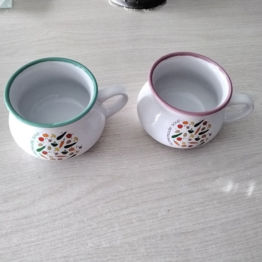 2x soepkommen, Gebruikt, Ophalen of Verzenden, Kom(men), Overige stijlen