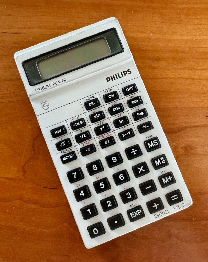 Vintage Philips rekenmachine SBC 158, Ophalen of Verzenden, Gebruikt