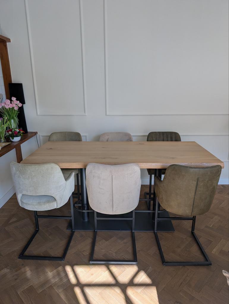 Tafel met 6 barkrukken, Ophalen, Gebruikt, 75 cm of meer, 60 cm of meer